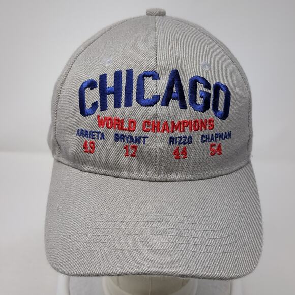 Chicago World Champions Strapback Baseball Cap Gray One Size Adjustable 6 Panel - Picture 2 of 9